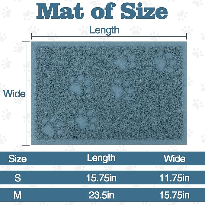 Darkyazi Cat Litter Box Mat for Floor Litter Trapping Mat Non-Slip Backing, Scatter Control, Easy Clean, Water Resistant, Soft on Paws (15.75" x 11.75",Silver Blue) - Image 2