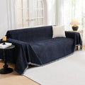 MYSKY HOME Sofa Covers Love Seat Couch Covers Couch Covers for Reclining Couches Couch Cover Sectional Washable Couch Cover with Tassels Sofa Protector for Kids, Dogs, Pets, 71"x118", Navy Blue by MYSKYHOME