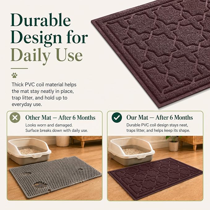 Yimobra Cat Litter Mat, Easy Clean Trapping PVC Mat with Waterproof Backing and Non Slip Bottom, Scatter Control Pad for Litter Box, 24"x20", Dark Coffee - Image 4