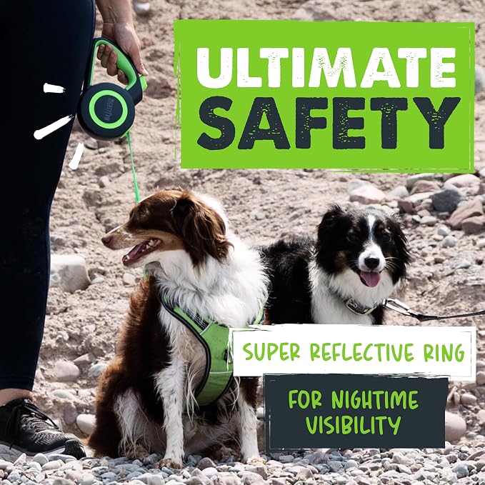 Mighty Paw Retractable Dog Leash 2.0, 16 Ft, for Medium Dogs, Heavy Duty | Reflective Nylon Tape, Tangle-Free Swivel Clip, One-Touch Quick-Lock Brake, Reflective Ring, Anti-Slip Handle - Image 8