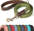 PU Leather Dog Leash for Small Dogs, 5ft Padded Handle, Olive Green | Comfortable Grip for Daily Walking Training, Full Control, Metal D-ring, Tangle-Free 360° Swivel Clasp, Easy to Clean, 5/8in by Didog