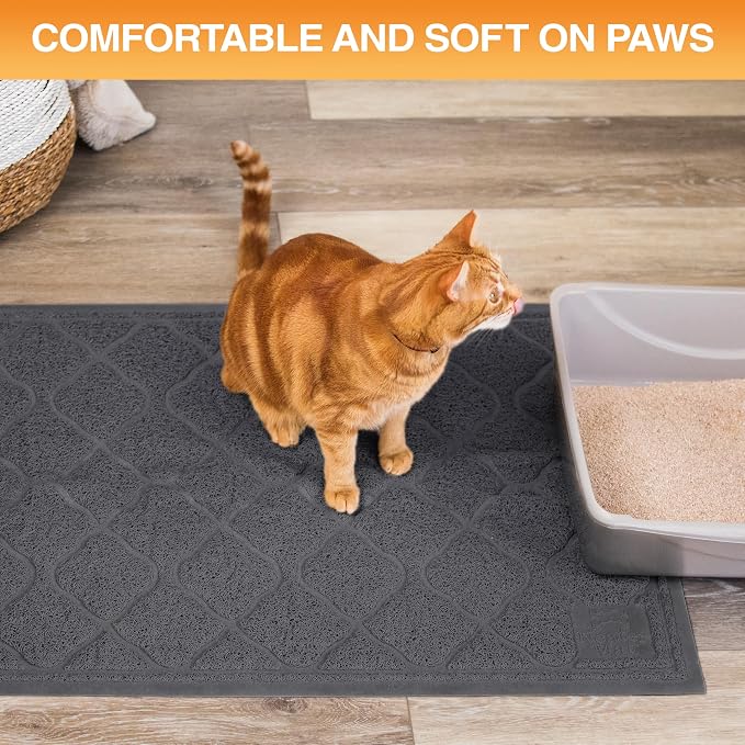 Neater Pets Neater Mat Cat Litter Rug, Thick & Durable Cat Mat for Litter Box, Trapper Pad Catches Mess to Protect Indoor Floors, Soft on Kitty Paws, Anti-Skid Grip Backing, Easy to Clean, Charcoal - Image 6