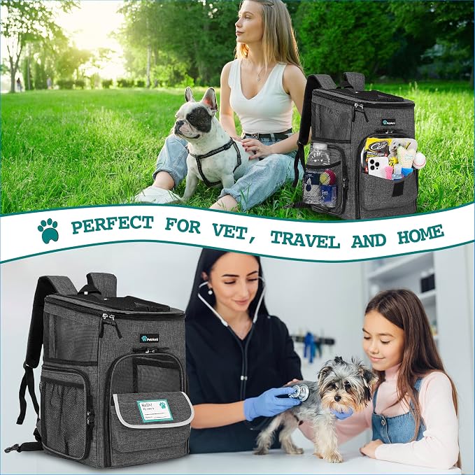 PetAmi Dog Backpack Carrier, Airline Approved 4-Way Entry Cat Backpack Carrier, Ventilated Mesh, Collapsible Pet Carrier for Small Puppy, Kitten, Hiking, Travel Car, Vet, up to 18 lbs, Charcoal Gray - Image 7