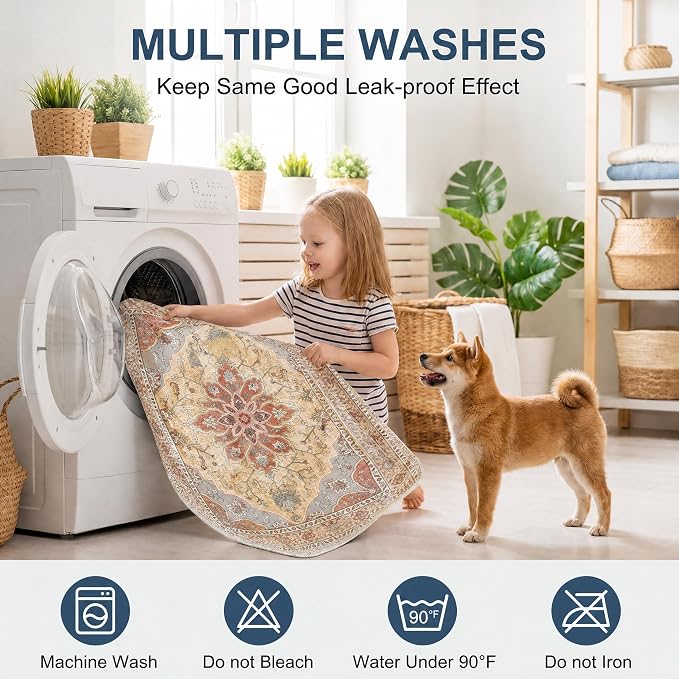 Washable Pee Pads for Dogs,Great Urine Absorbent Reusable Puppy Training Pads,Waterproof,Leak-Proof & Non-Slip Potty Pads for Whelping,Crate,Playpen,Bed.(Orange Amber Floral,18"x24") - Image 5