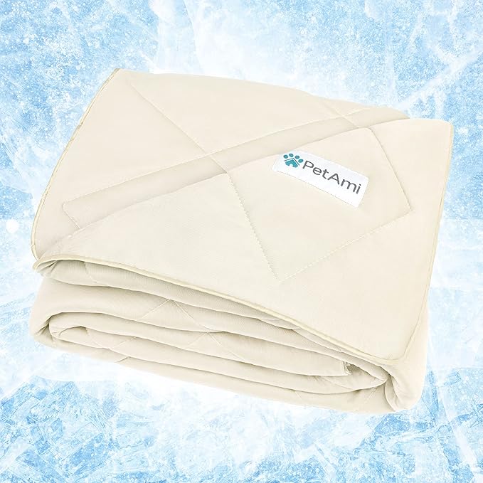 PetAmi Premium Cooling Dog Blanket | Lightweight Fluffy Pet Throw Blanket Bed Cover for Dogs, Cat, Puppies | Pet Blanket Furniture Protector Couch Sofa | Reversible Fuzzy Cozy | 60x80, Beige Latte - Image 7