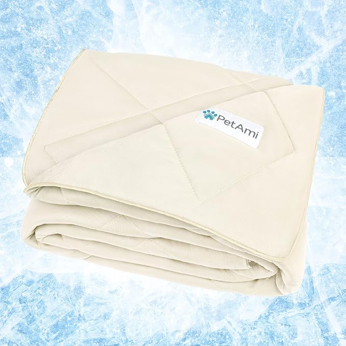 PetAmi Premium Cooling Dog Blanket | Lightweight Fluffy Pet Throw Blanket Bed Cover for Dogs, Cat, Puppies | Pet Blanket Furniture Protector Couch Sofa | Reversible Fuzzy Cozy | 90x90, Beige Latte - Image 6