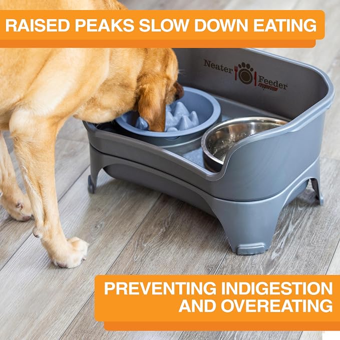 The Niner Slow Feed Bowl - Raised Peaks Slow Down Pets Eating - Fits Elevated Feeders Including Neater Feeder Large Sizes - Gentle on Teeth and Gums - Holds up to 2 Cups (Blue) - Image 3