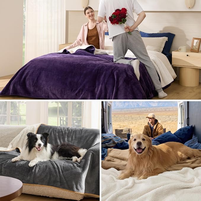Bedsure Waterproof Blanket for Bed Soft Sherpa Fleece Throw,King 108"x86" | Plush Cozy Calming Reversible Dog Blankets for Large Senior Dogs,Warm Bed Couch Cover,Pet Furniture Protector,Black - Image 6