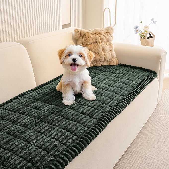 MEETSKY Pet Couch Covers for Sofa, Non Slip Dog Couch Cover Protector | Soft Washable Sofa Covers for 3 Cushion Couch, Dog Mat for Couches and Sofas, Against Fur & Dirt,Moss Green, 27.6" x 70.9" by MEETSKY