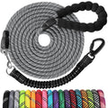 Long Dog Leash 20 FT: Heavy Duty Rope Leashes for Dogs Training with Swivel Lockable Hook Reflective Threads Bungee and Padded Handle - Dog Lead for Large Small Medium Dogs Outside Walking Hiking Grey by jenico
