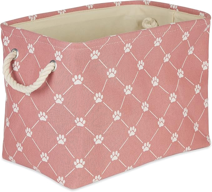 Bone Dry Pet Storage Paw and Bone, Trellis Collection, Medium Rectangle, 16x10x12, Rose by BoneDry