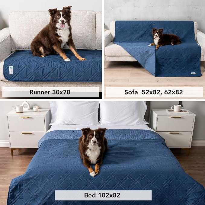PetAmi Waterproof Couch Cover for Dog Non-Slip Bed Sofa Blanket, 52x82 Blue | Leakproof Furniture Protector for Pet Cat, Machine Washable Pee Proof Mat for Chair Car Seat, Durable & Anti Slip Backing - Image 4