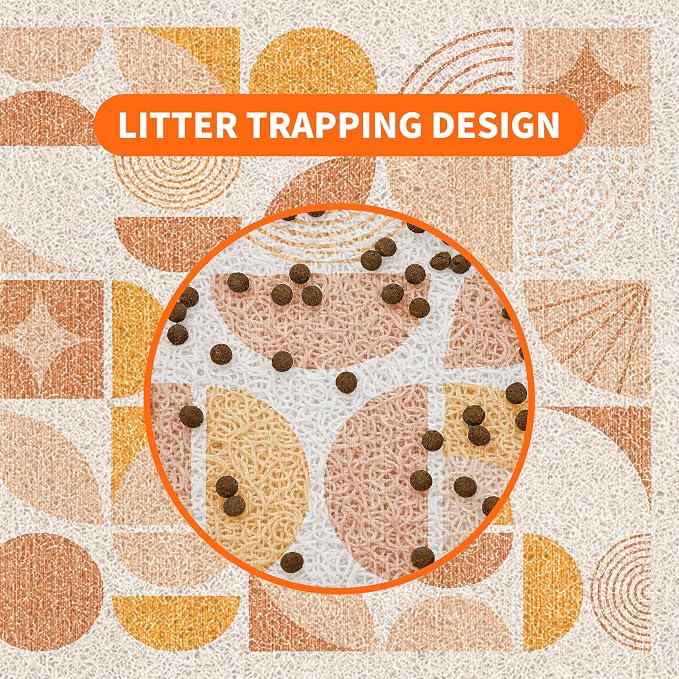 Cat Litter Mat 33" x 22" for Litter Box, Non-Slip Washable Floor Mat with Litter Trapping Design, Scatter Control for Cats and Kittens, Orange - Image 7