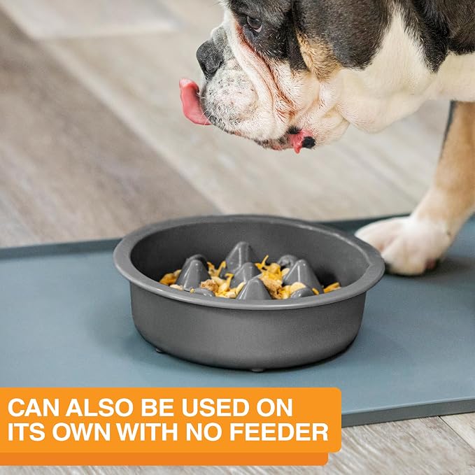 The Niner Slow Feed Bowl - Raised Peaks Slow Down Pets Eating - Fits Elevated Feeders Including Neater Feeder Large Sizes - Gentle on Teeth and Gums - Holds up to 2 Cups (Gunmetal Grey) - Image 7