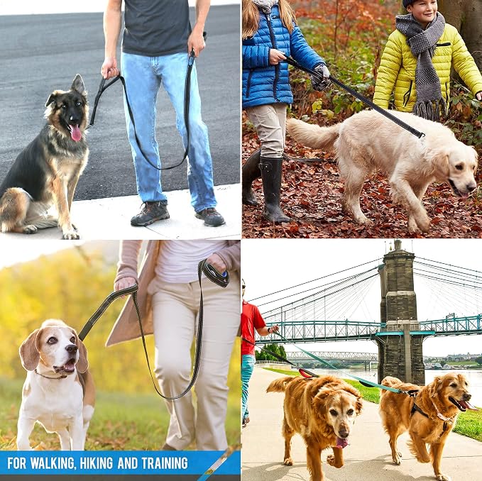 Heavy Duty Dog Leash - 2 Handles by Padded Traffic Handle for Extra Control, 6foot Long - Perfect for Medium to Large Dogs (6 ft, Bright Green) - Image 6