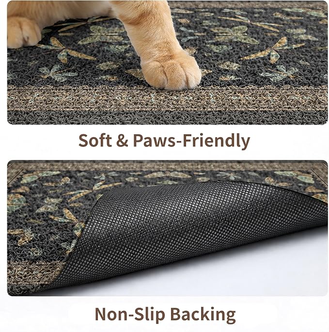 Cat Litter Mat 33" x 22" for Litter Box, Non-Slip Washable Floor Mat with Litter Trapping Design, Scatter Control for Cats and Kittens, Black - Image 4