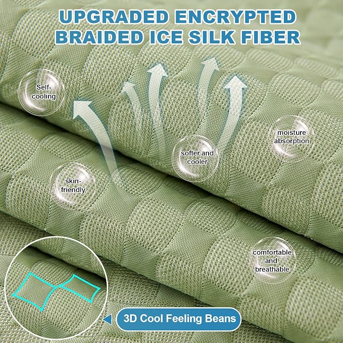 OTOB Cooling Dog Couch Cover Washable Non Slip Furniture Protector, 1 Piece | Fresh Green, 27.6"x70.9", Premium Ice Silk Fabric, Modern Geometric, Soft, 3D Bionic Breathable, Pet Friendly Sofa Cover - Image 3