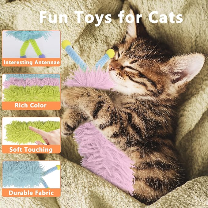 3 Pack Catnip Toys,Soft Cat Pillows Toys with Antennae, Funny cat Toy | Cat toys for indoor cats, Indoor Interactive toy, cat kicker toy, Companion Toys for Cats (Antenna Green Set) - Image 3