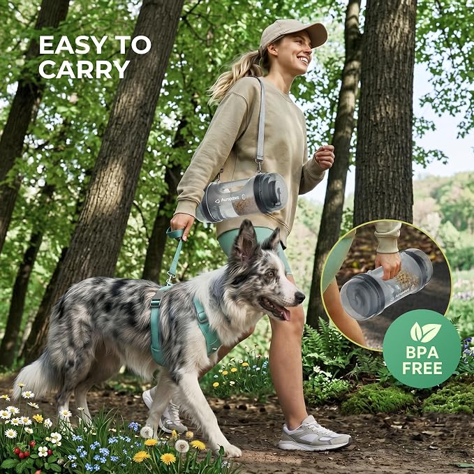 33.5oz Portable Dog Water Bottle for Travel Hydration&Food Feeder | 13.5oz Food Storage, 13.5oz Water Dispenser Bowl, 6.5oz Food Container, Leak-Proof, for All Breeds, Outdoor, Walking, Hiking - Image 5