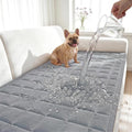 Fixwal Waterproof Corduroy Dog Couch Cover, 27.6" x 59", Light Gray | Integrated TPU Barrier, Non-Slip Backing, Machine Washable, Pet Friendly, Easy Clean Pet Hair, Soft Sofa Cushion Protector by Fixwal