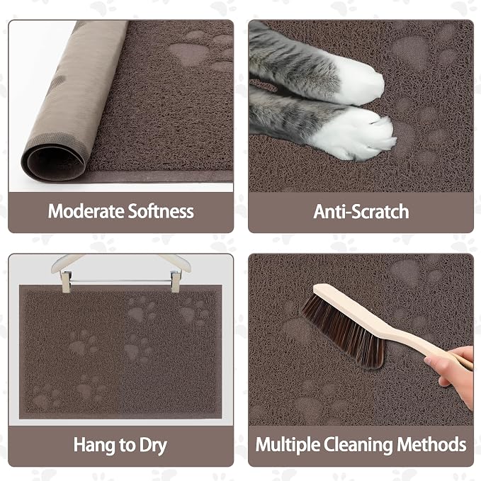 Darkyazi Cat Litter Box Mat for Floor Litter Trapping Mat Non-Slip Backing, Scatter Control, Easy Clean, Water Resistant, Soft on Paws (15.75" x 11.75",Coffee) - Image 4