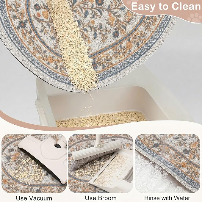 Bienbee Cat Litter Mat, 24" x 15" Dense Trapping Mesh for Litter Boxes | Litter Box Mat with PVC Mesh, Waterproof &Urineproof, Non-Slip Grip, Soft On Kitty Paws and Easy to Clean to Protect Floor - Image 6