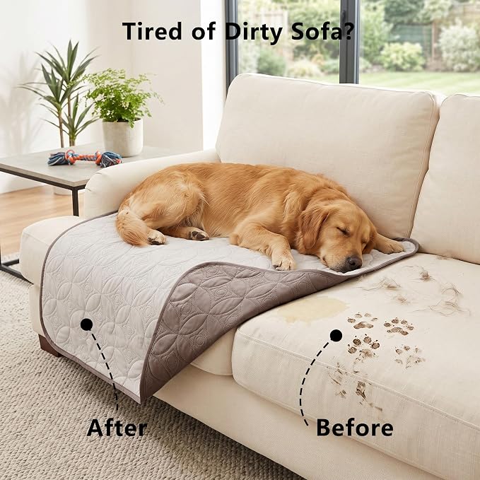 Waterproof Couch Cover for Dogs - Washable Pets Furniture Protector | TPU Leak-Proof Liner, Lightweight & Reversible, Fits Chair, Sofa, Bed, 30" x 30" , Chocolate/Cream - Image 2