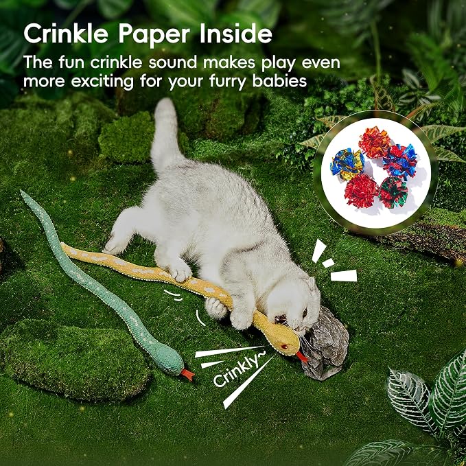 Potaroma Cat Toys Realistic Snake Catnip Crinkly Sound Toy 2 Pcs for Halloween, Mesh Fabric for Teeth Cleaning, Interactive Kicker Toys for Indoor Kitten Exercise 20 Inches | Mesh Fabric for Teeth Cleaning, Interactive Kicker Toys for Indoor Kitten Exe... - Image 4