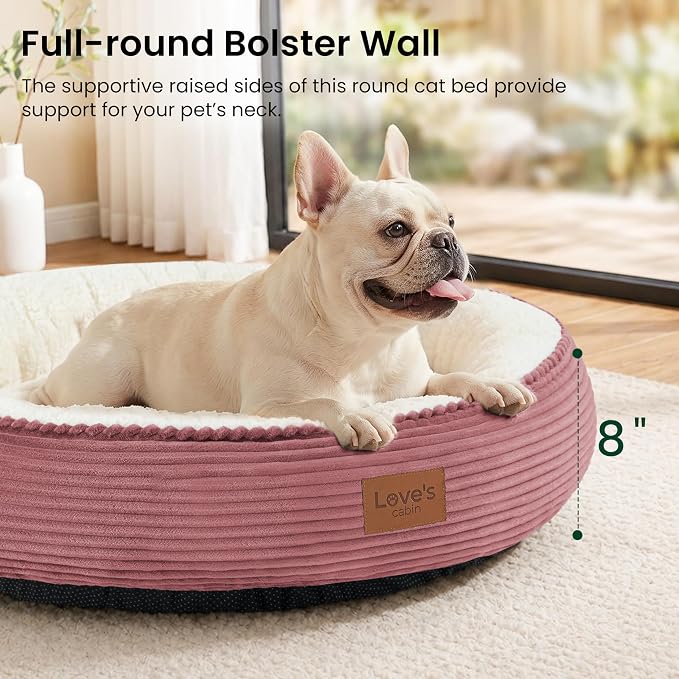 Love's cabin Round Donut Cat and Dog Cushion Bed, 30in Pet Bed for Medium or Large Dogs, Anti-Slip & Water-Resistant Bottom, Soft Durable Fabric Pet Beds, Washable Calming Cat Bed, Dusty Rose - Image 6