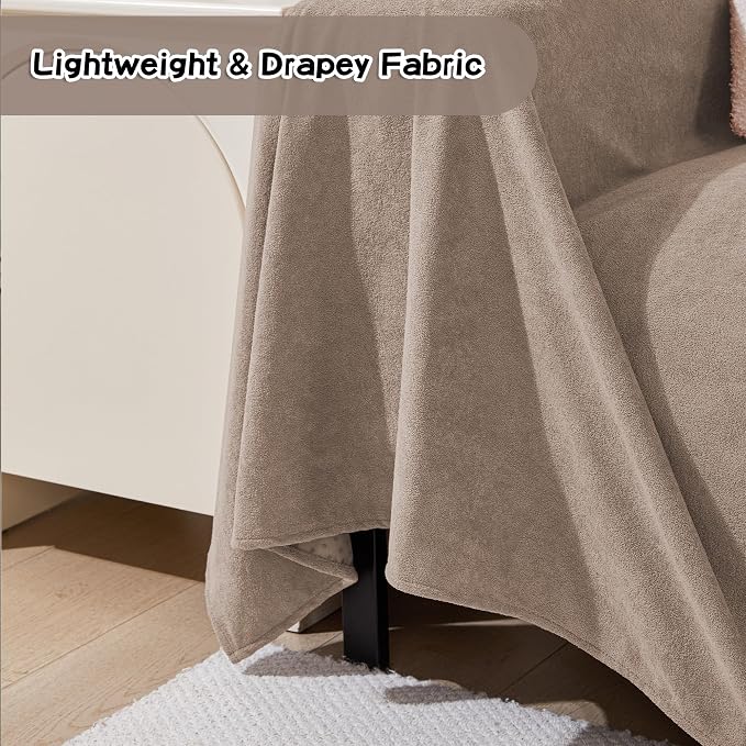 MEETSKY Couch Cover for 3 Cushion Sofa, Cat Scratch Proof Couch Protector Washable Sofa Covers Sectional Couch Covers for Dogs Soft L Shape Sofa Slipcover for Pets Kids, 91" x134”, Khaki - Image 6