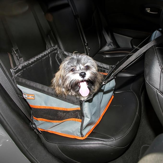 K&H Dog Car Seat, Buckle N' Go Dog Car Seats for Small Dogs, XS 16x14x14in | Secure backseat rides, small dog car seat with mesh windows, folds flat, carseat for dog, seat belt tether by KHPetProducts