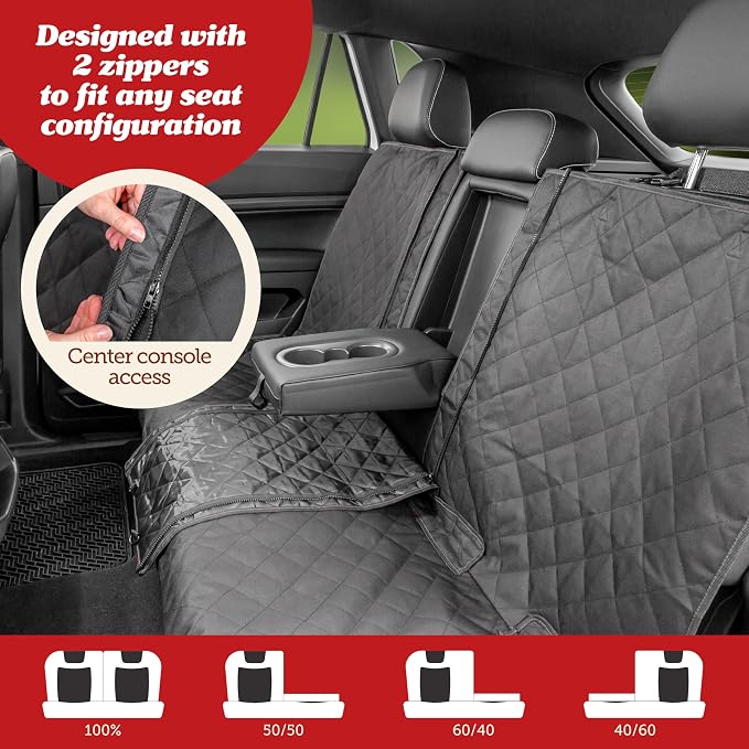Lusso Gear Car Seat Cover & Protector for Dogs - Non-Slip Waterproof Seat Covers for Trucks & Cars - Universal Fit Dog Backseat Protector - Machine-Washable Pet Travel Accessories - Gray, Large - Image 3
