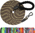 NTR 15FT Training Leash for Dogs, Reflective Nylon Rope with Swivel Lockable Hook and Comfortable Handle, Suitable for Small to Large Dogs, Brown by NTR