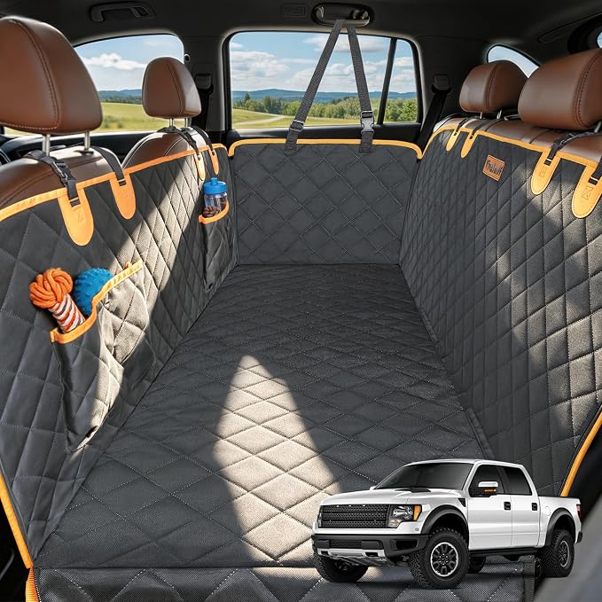 Dog Seat Cover for Back Seat, Waterproof Hammock for SUV & Truck | 600D Oxford Scratch Resistant & Non-slip, Pet-friendly for Daily Travel with Dog Seat Belt, 4-step install, Machine Washable by VivaSniff
