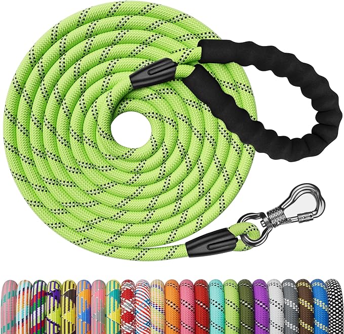NTR 50FT Dog Long Leash with Swivel Lockable Hook and Comfortable Padded Handle, Dog Training Leash for Walking, Hunting, Camping, Backyard for Small Medium and Large Dogs Green by NTR