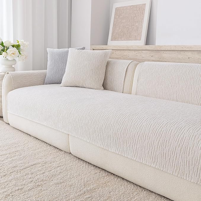 Waterproof Couch Cover for Dogs,Nonslip Sofa Cover for L Shaped Sofa,Washable Furniture Protector Pet Friendly(White,28"x28") - Image 6