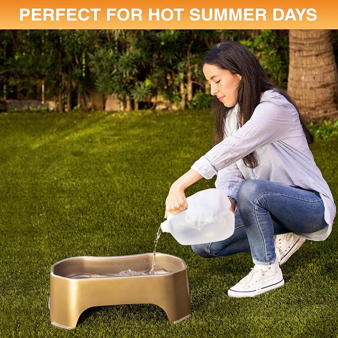 Neater Pet Brands Extra Large Water Bowl for Dogs, Outdoor Dog Water Bowl (2.25 Gallon XL Capacity), Big Trough Style Food Dish for Indoors or Outside, No Spill Large Dog Bowls, Champagne - Image 7