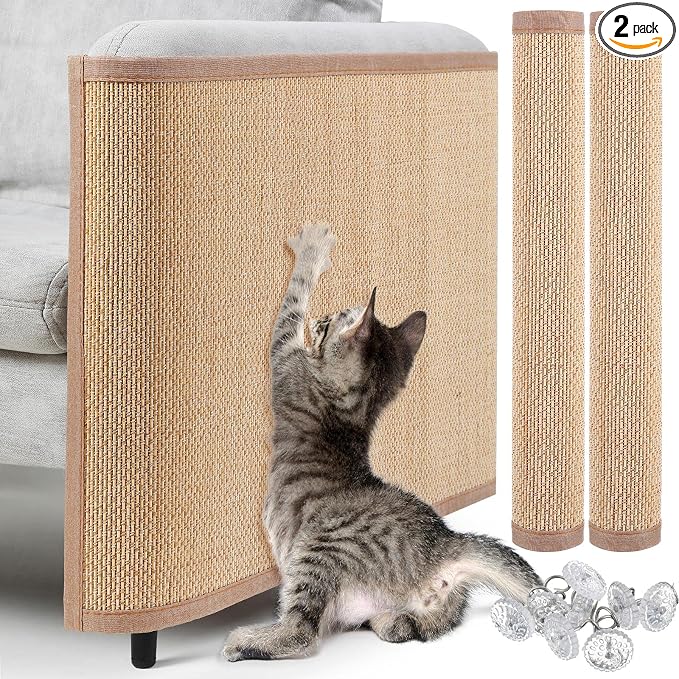 Newwiee 2 Pcs Cat Scratch Furniture Protector Mat Sofa Couch Protector for Cats Pet Scratching Pads for Couch, Sofa, Chair, Easy Installation(19.7 x 31.5 Inch) by Newwiee