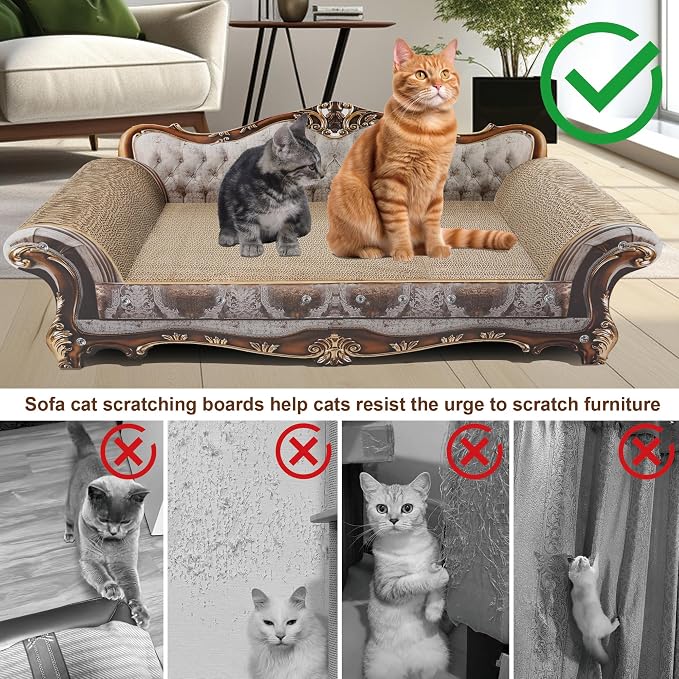 Sofa Shaped Scratching Couch,Thick Scratching Cardboard, Lounge Bed for Indoor Rest&Play, Sofa Scratcher Pad (39.4" L X 14.4 "W X 14" H) - Image 4