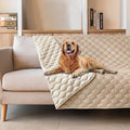 gogobunny Waterproof Dog Blankets for Large Dogs, Pet Bed Cover Breathable | Washable Pee Pads, Quilted Throw Blanket, Furniture Protector for Couch Sofa Bed Car, 82x82 Inch Dark/Light Beige by gogobunny