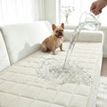 Fixwal Waterproof Corduroy Dog Couch Cover, 27.6" x 82.7", Off White | Integrated TPU Barrier, Non-Slip Backing, Machine Washable, Pet Friendly, Easy Clean Pet Hair, Soft Sofa Cushion Protector by Fixwal