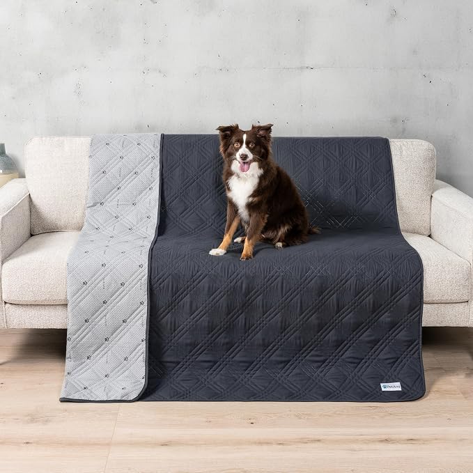 PetAmi Waterproof Couch Cover for Dog Non-Slip Bed Sofa Blanket, 68x82 Gray | Leakproof Furniture Protector for Pet Cat, Machine Washable Pee Proof Mat for Chair Car Seat, Durable & Anti Slip Backing by PetAmi