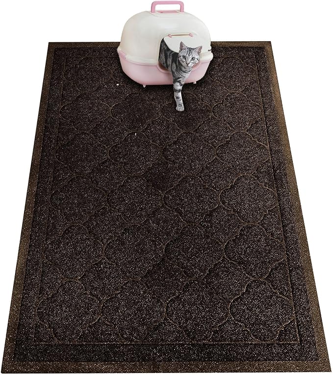 Cat Litter Mat Traps Litter from Litter Box XL Size 47"X36" Durable Trapping Rug, Non-Slip and Waterproof, Easy to Clean by PETUPPY