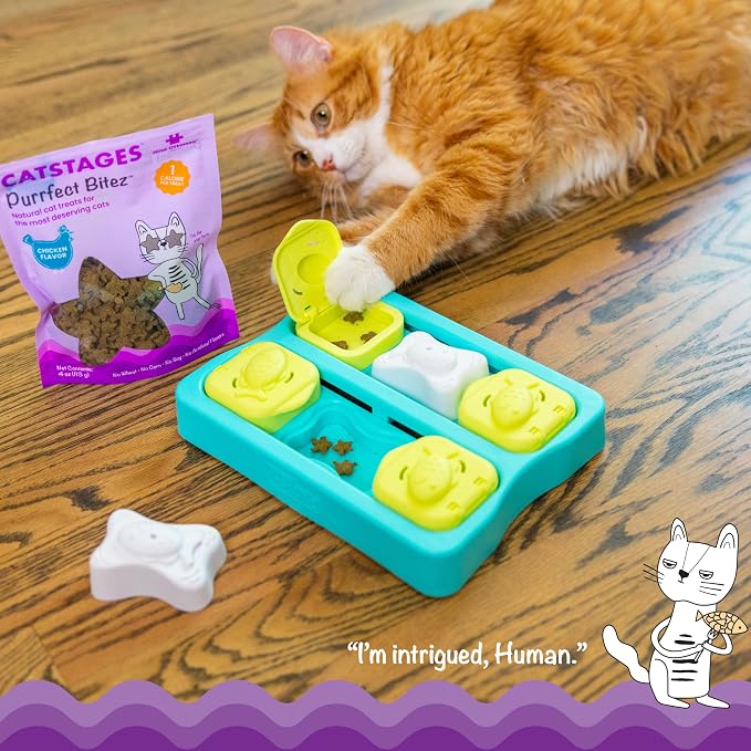 Catstages by Nina Ottosson Purrfect Bitez Natural Crunchy Cat Treats for Puzzles, Toys, Feeders, & Training, USA-Made, Real Chicken Flavor, 4oz (Pack of 2) - Image 2