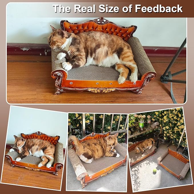 Sofa Shaped Scratching Couch,Thick Scratching Cardboard, Lounge Bed for Indoor Rest&Play, Sofa Scratcher Pad (21.2" L X 12.2 "W X 11.8" H) - Image 6