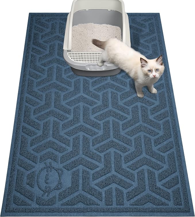 UPSKY Waterproof Cat Litter Mat Large 35" x 24" Soft on Kitty Paws, Blue | Litter Box Mat, Cat Litter Mat Litter Trapping Mat, Waterproof Scatter Control, For Indoor Cats, Easy to Clean by UPSKY