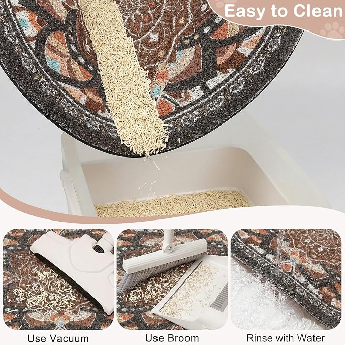 Bienbee Cat Litter Mat, 33" x 22" Dense Trapping Mesh for Litter Boxes | Litter Box Mat with PVC Mesh, Waterproof &Urineproof, Non-Slip Grip, Soft On Kitty Paws and Easy to Clean to Protect Floor - Image 6