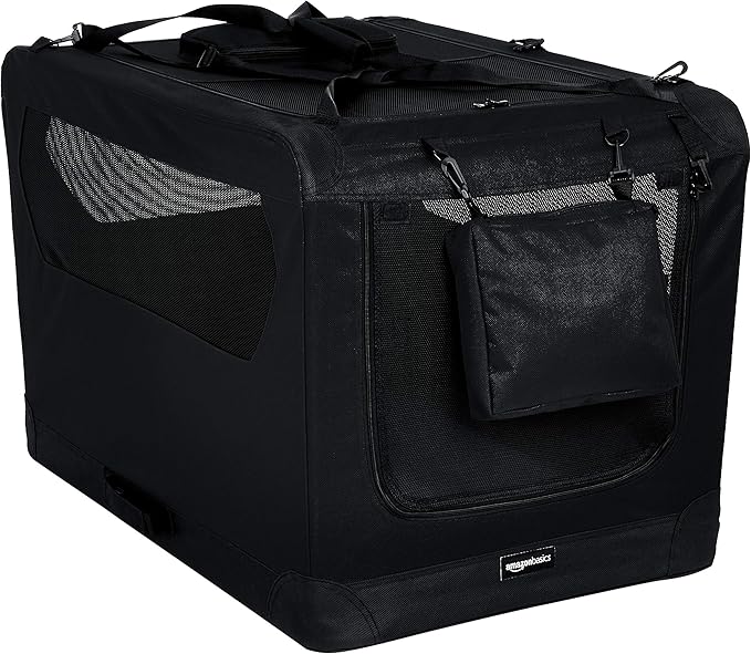 Amazon Basics Foldable Portable Soft Pet Dog Crate Carrier Kennel, 36 x 24 x 24 inches, Black by AmazonBasics