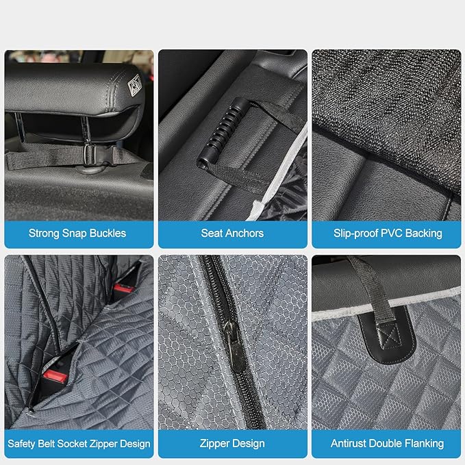 ANOSOSPECIAL Grey Dog Car Seat Cover for Back Seat X-Large,Non-Stick Fur,Pet-Friendly and Waterproof - Universal Fit Interior Protector for Auto, Van, SUV - Ideal for Kids and Pets (X-Large) - Image 4