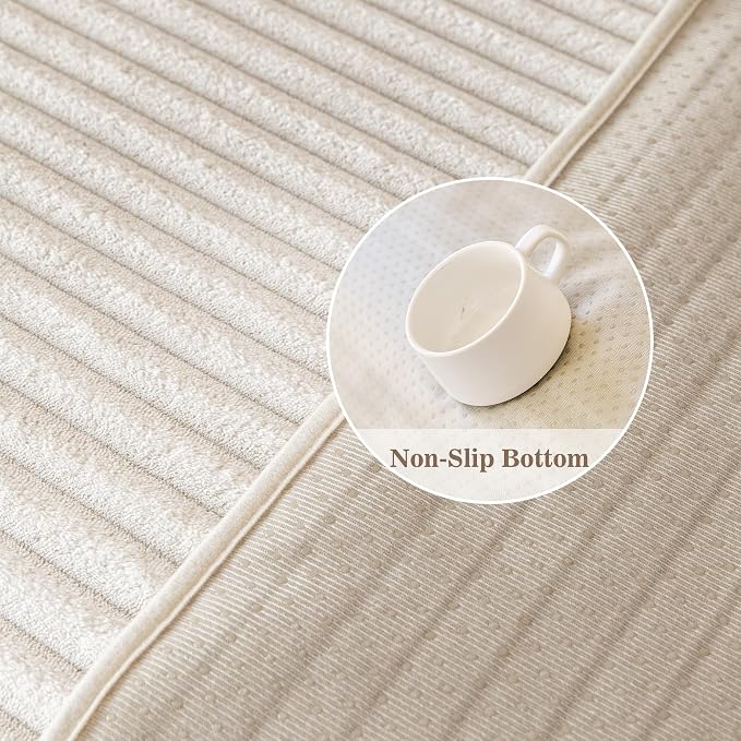 MYSKY HOME 100% Waterproof Couch Cover for Dogs Washable, Non Slip Couch Covers for 2 Cushion Sofa Pet Friendly, Thick Soft Sofa Covers Slipcovers Blanket Dog Bed Cover, Cream, 35"x70.9" - Image 5